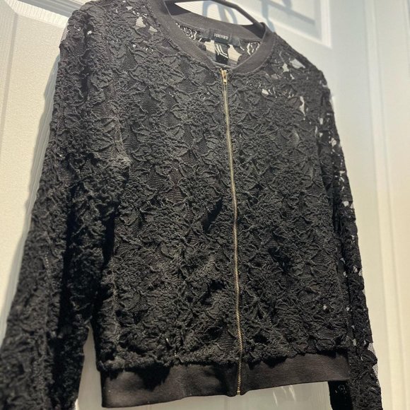 Forever 21 Black Zip-Up Shirt - Picture 1 of 4